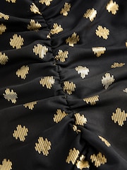Black and Gold Foil Bardot Maxi Mesh Dress - Image 7 of 7