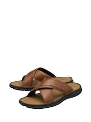 Dunlop Brown Crossover Mens Mules - Image 2 of 4