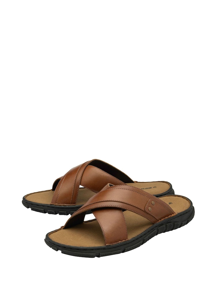 Dunlop Brown Crossover Mens Mules - Image 2 of 4