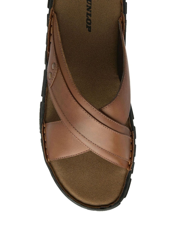 Dunlop Brown Crossover Mens Mules - Image 4 of 4