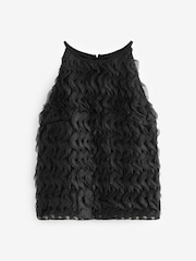 Black Halter Neck Ruffle Tank - Image 5 of 7