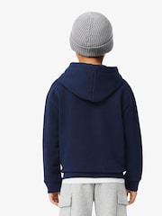 Lacoste Navy Stripe Logo 100% Cotton Hoodie - Image 2 of 8