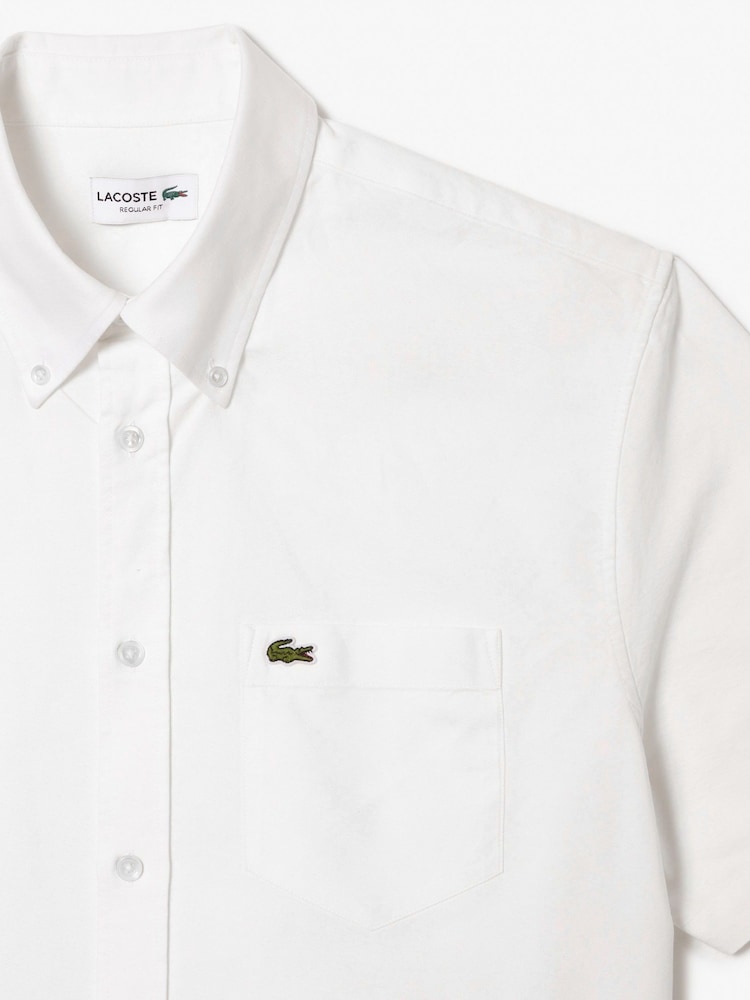 Lacoste Short Sleeve Oxford 100% Cotton Shirt - Image 6 of 6