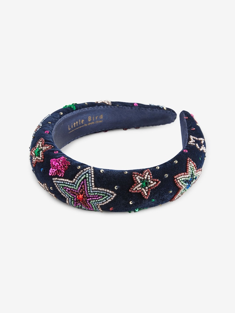 Little Bird by Jools Oliver Navy Velvet Navy With Beaded Star Headband - Image 1 of 1