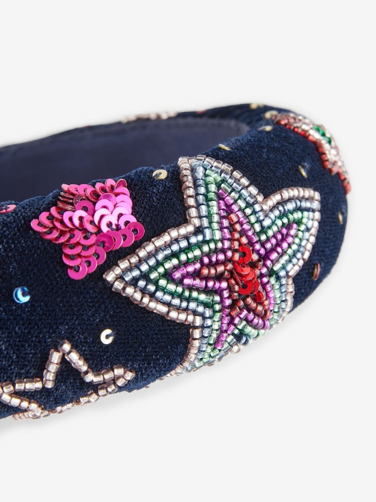 Little Bird by Jools Oliver Navy Velvet Navy With Beaded Star Headband - Image 2 of 6
