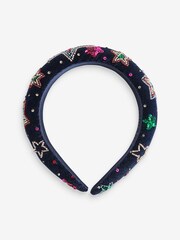 Little Bird by Jools Oliver Navy Velvet Navy With Beaded Star Headband - Image 3 of 6