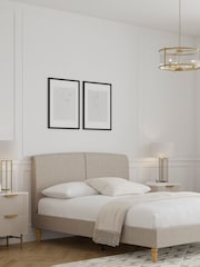 Tweedy Plain Mid Natural Hove Upholstered Bed Frame - Image 1 of 7