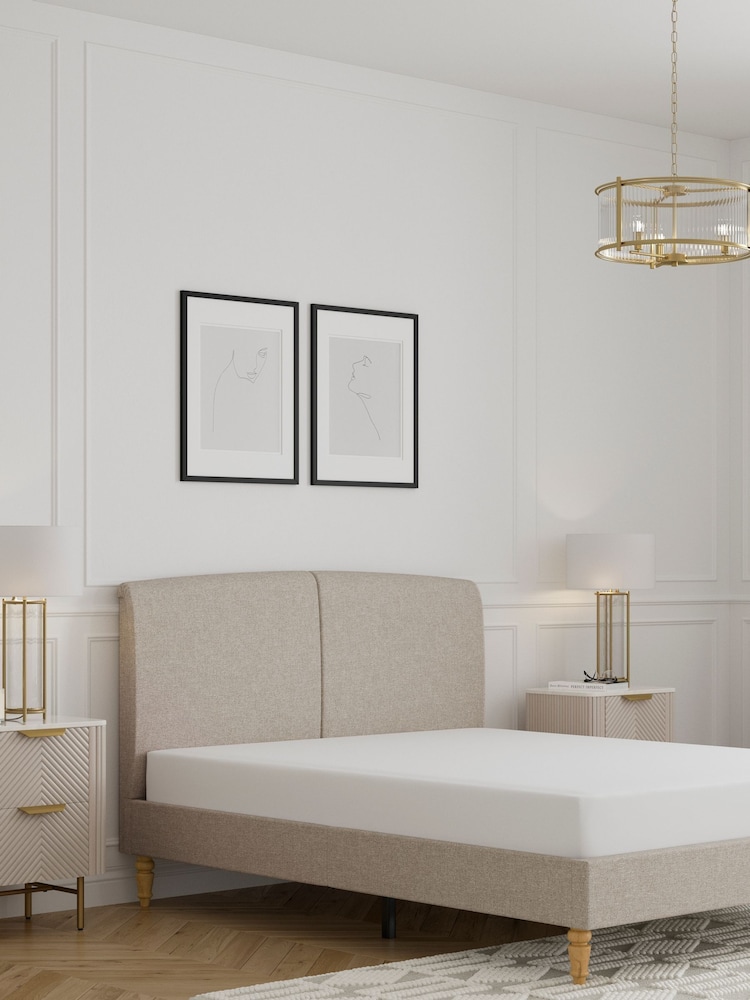 Tweedy Plain Mid Natural Hove Upholstered Bed Frame - Image 2 of 7