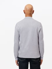 Lacoste Grey Originals 100% Cotton Long Sleeve L1212 Polo Shirt - Image 3 of 6