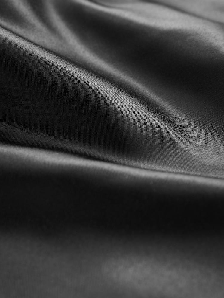 Black Satin And Jersey Racer Occasion Midi Dress - Image 6 of 6 Black Satin And Jersey Racer Occasion Midi Dress - Image 6 of 6