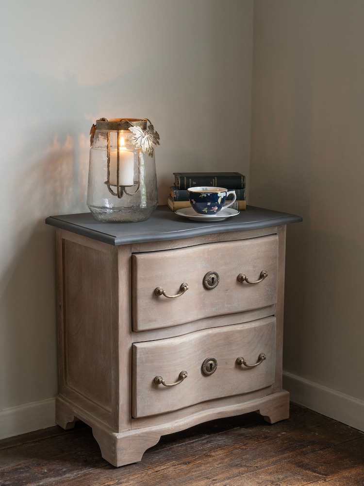 Laura Ashley Natural Wood Swannington 2 Drawer Bedside Table - Image 1 of 6