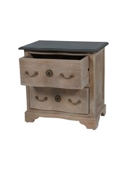 Laura Ashley Natural Wood Swannington 2 Drawer Bedside Table - Image 3 of 6