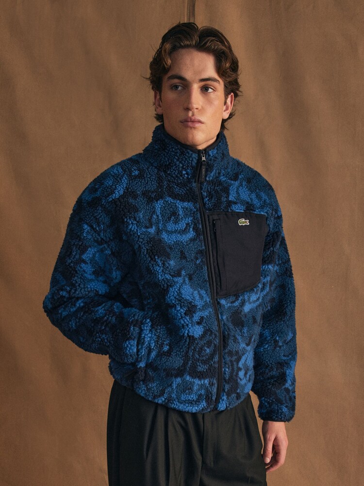 Lacoste Blue Printed Zip Through Fleece - Image 1 of 11 Lacoste Blue Printed Zip Through Fleece - Image 1 of 11