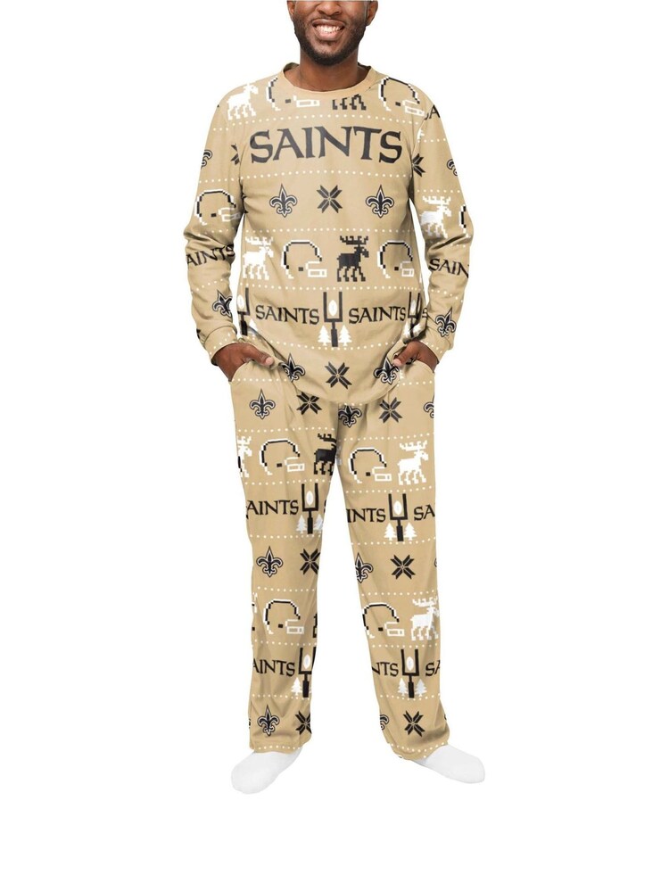 Fanatics Gold NFL New Orleans Saints Forever Collectibles 2021 Crewneck Ugly Pyjamas - Image 1 of 1