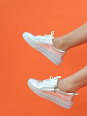 Lunar Aria Silver Lea. Trainers - Image 1 of 6