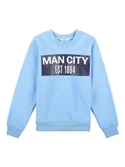 adidas Blue Manchester City Graphic Crew Neck Sweatshirt - Image 1 of 1