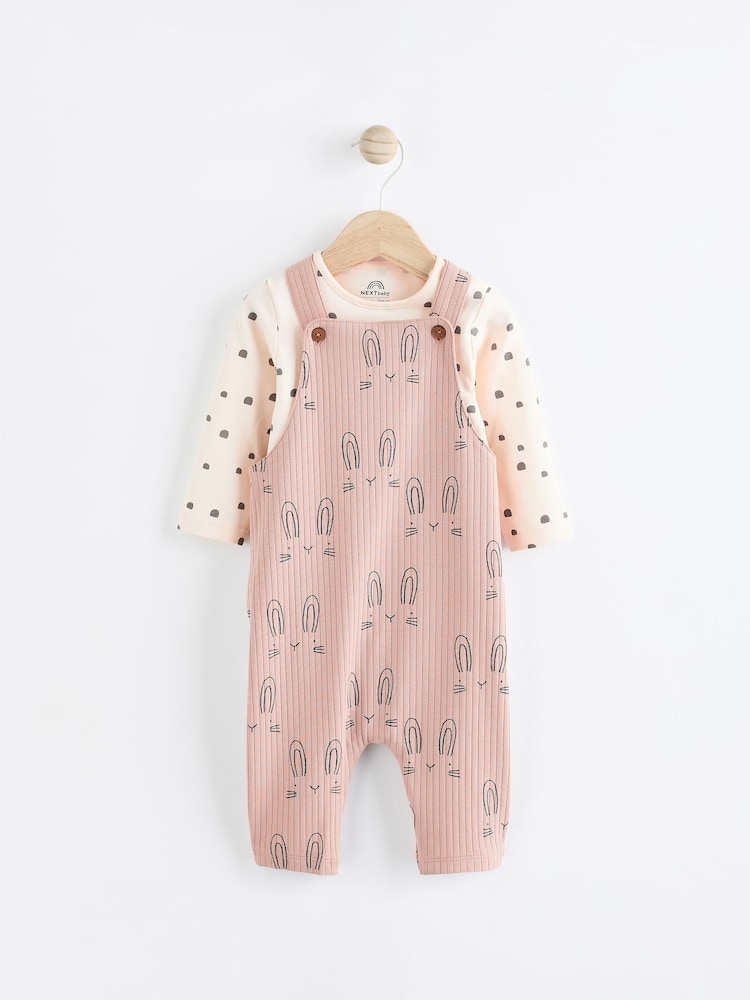 Neutral Bunny Jersey Baby Dungaree and Bodysuit Set (0mths-2yrs) - Image 1 of 8