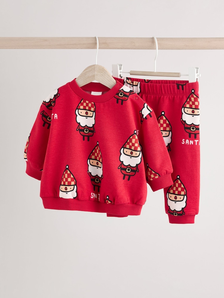Red Santa Baby Christmas Cosy Sweatshirt and Joggers Set (0mths-2yrs) - Image 1 of 15