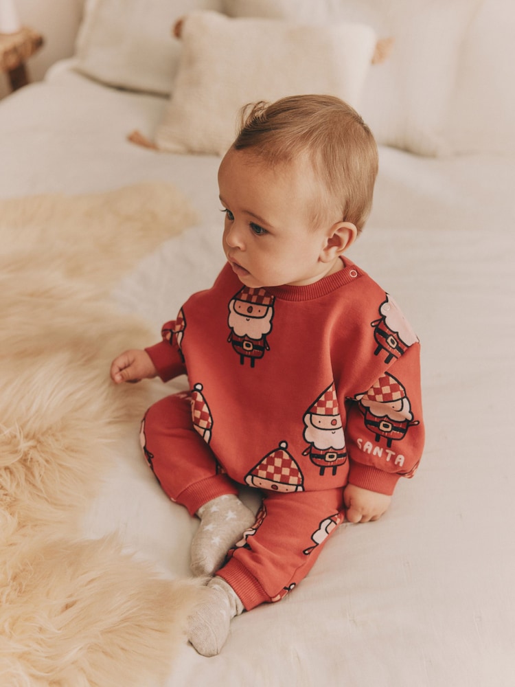 Red Santa Baby Christmas Cosy Sweatshirt and Joggers Set (0mths-2yrs) - Image 2 of 15