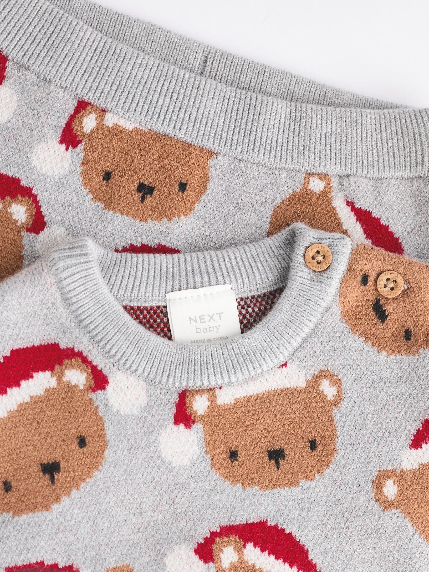 Buy Grey Bear Christmas Knitted Jumper and Leggings Baby Set 0mths 2yrs from Next Luxembourg