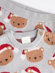 Grey Bear Christmas Knitted Jumper and Leggings Baby Set (0mths-2yrs) - Image 13 of 15