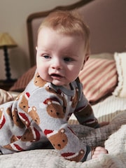 Grey Bear Christmas Knitted Jumper and Leggings Baby Set (0mths-2yrs) - Image 3 of 15