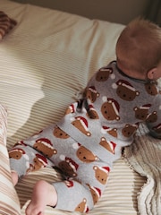 Grey Bear Christmas Knitted Jumper and Leggings Baby Set (0mths-2yrs) - Image 5 of 15