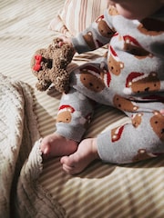 Grey Bear Christmas Knitted Jumper and Leggings Baby Set (0mths-2yrs) - Image 6 of 15