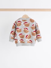 Grey Bear Christmas Knitted Jumper and Leggings Baby Set (0mths-2yrs) - Image 9 of 15