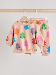 ألوان زاهية برسمة أشجار - Baby Christmas Cosy Sweatshirt and Joggers Set (0mths-2yrs) - صورة 1 من 15