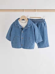 Denim azul - Baby 100% Cotton Jacket and Trousers Set (0mths-2yrs) - Imagen 1 de 14