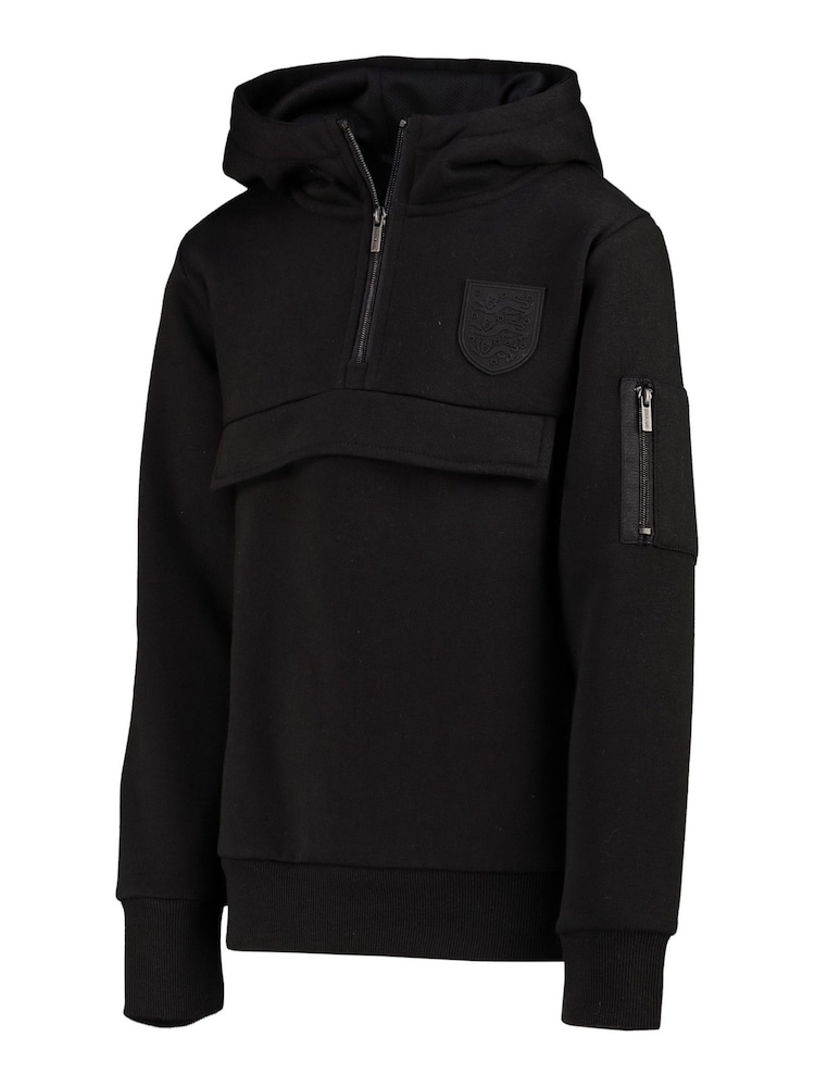 Fanatics Kids England Tonal 1/4 Zip Black Hoodie - Image 2 of 3