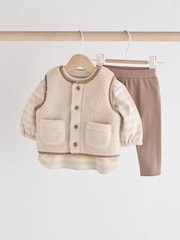 Neutral Cub Baby Borg 100% Cotton Gilet Set (0mths-3yrs) - Image 1 of 13