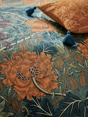 Morris & Co. Teal Blue 100% Cotton Honeysuckle & Tulip Duvet Cover Set - Image 4 of 6