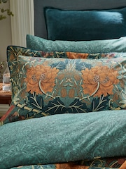 Morris & Co. Teal Blue 100% Cotton Honeysuckle & Tulip Duvet Cover Set - Image 5 of 6