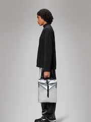 Rains Silver Rolltop Rucksack Mini Bag - Image 2 of 4