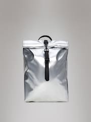 Rains Silver Rolltop Rucksack Mini Bag - Image 3 of 4