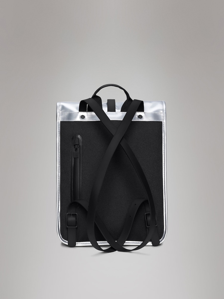 Rains Silver Rolltop Rucksack Mini Bag - Image 4 of 4