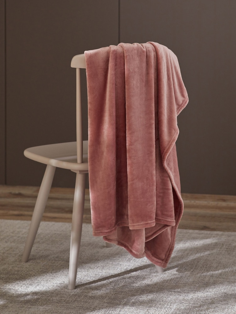 Blush Pink Plush Fleece Throw - Image 2 of 4