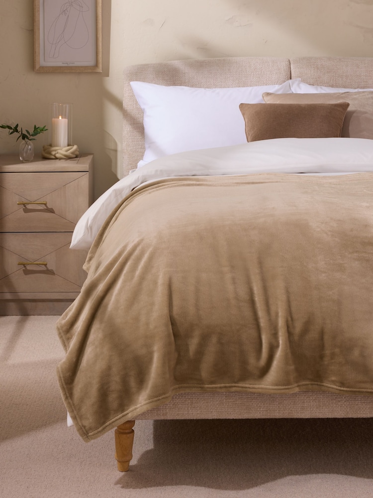 Mink Brown Plush Fleece Throw - Image 1 of 4