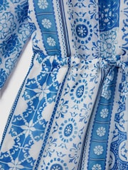 Reiss Blue Print Izzy 13-14 yrs Tile Print Playsuit - Image 4 of 4