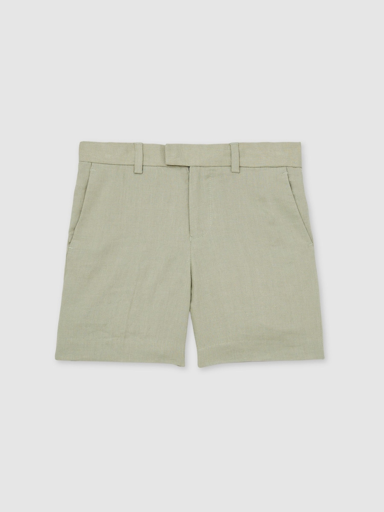 Reiss Apple Kin Teen Slim Fit Linen Adjustable Trousers - Image 1 of 5
