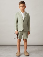 Reiss Apple Kin Teen Slim Fit Linen Adjustable Trousers - Image 4 of 5