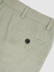 Reiss Apple Kin Teen Slim Fit Linen Adjustable Trousers - Image 5 of 5