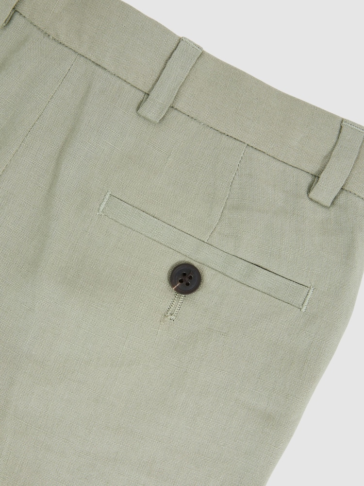 Reiss Apple Kin Teen Slim Fit Linen Adjustable Trousers - Image 5 of 5