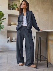 Washed Blue Lounge 100% Cotton Bomber Jacket - Image 2 of 9