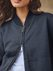 Washed Blue Lounge 100% Cotton Bomber Jacket - Image 7 of 9