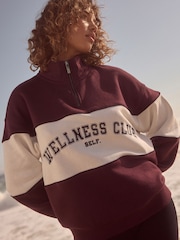 Self. Burgundy Red Half Zip Sweatshirt - Image 1 of 4