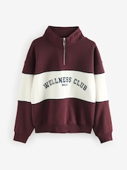 Self. Burgundy Red Half Zip Sweatshirt - Image 2 of 4