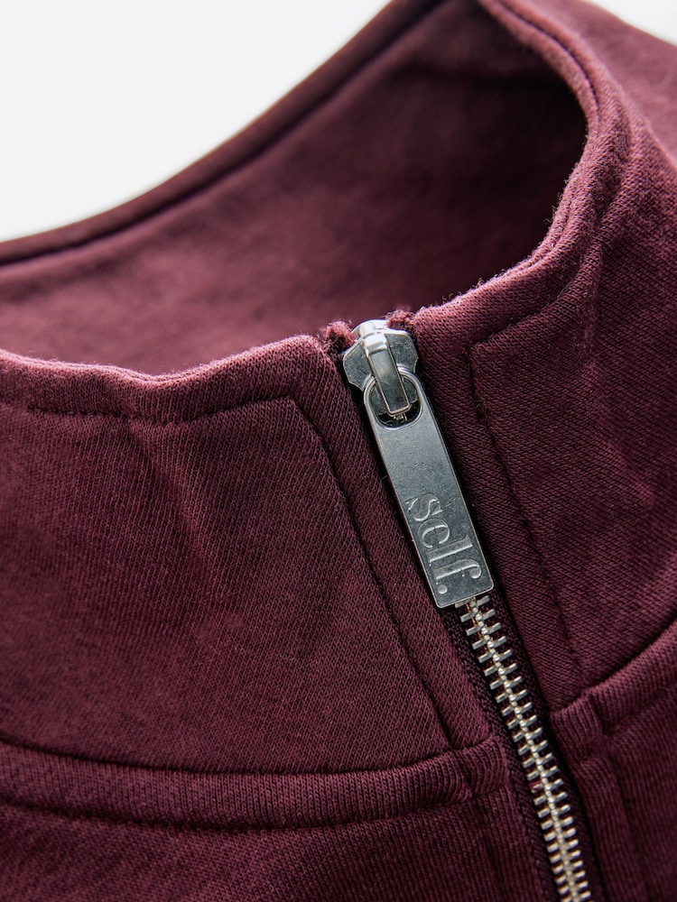 Self. Burgundy Red Half Zip Sweatshirt - Image 4 of 4
